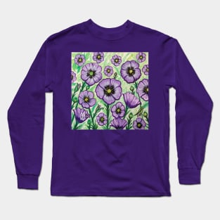 Purple poppies in remembrance of animals that served Long Sleeve T-Shirt